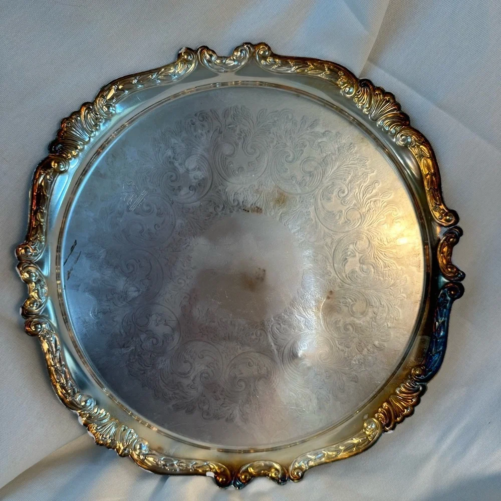 Silver platter hand painted to a French country tray.